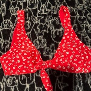 Hollister Swim - Red & white flowers bikini top - small